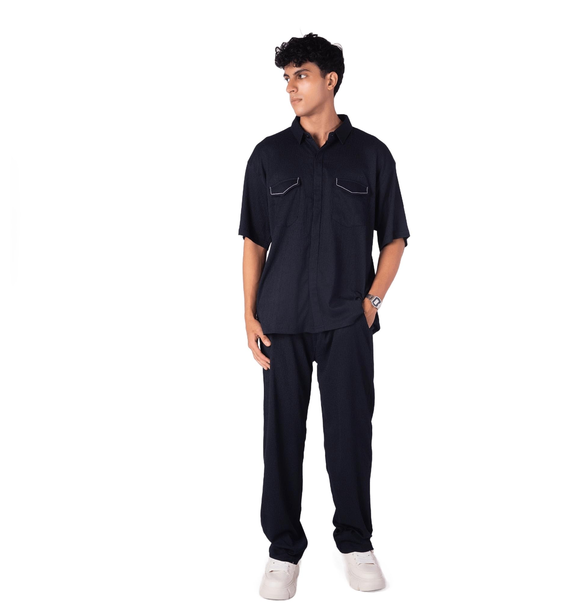 hophead NAVY BLUE CRINKLE CO-ORD SET| Comfortable & Stylish Clothing | Soft Fabric | Breathable Fit-picture-53