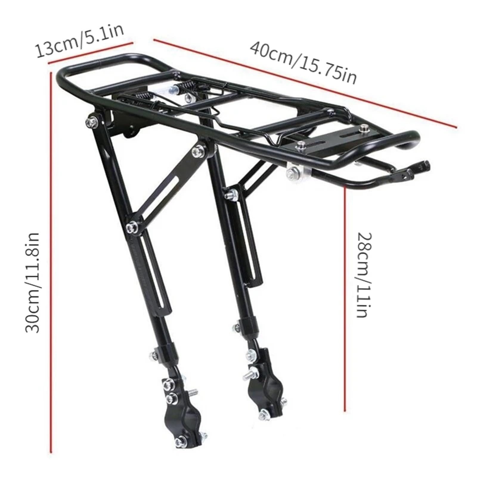 Tylny bagażnik rowerowy, Czarny aluminiowy tylny bagażnik na rowery Rower górski Kolarstwo dojazdy