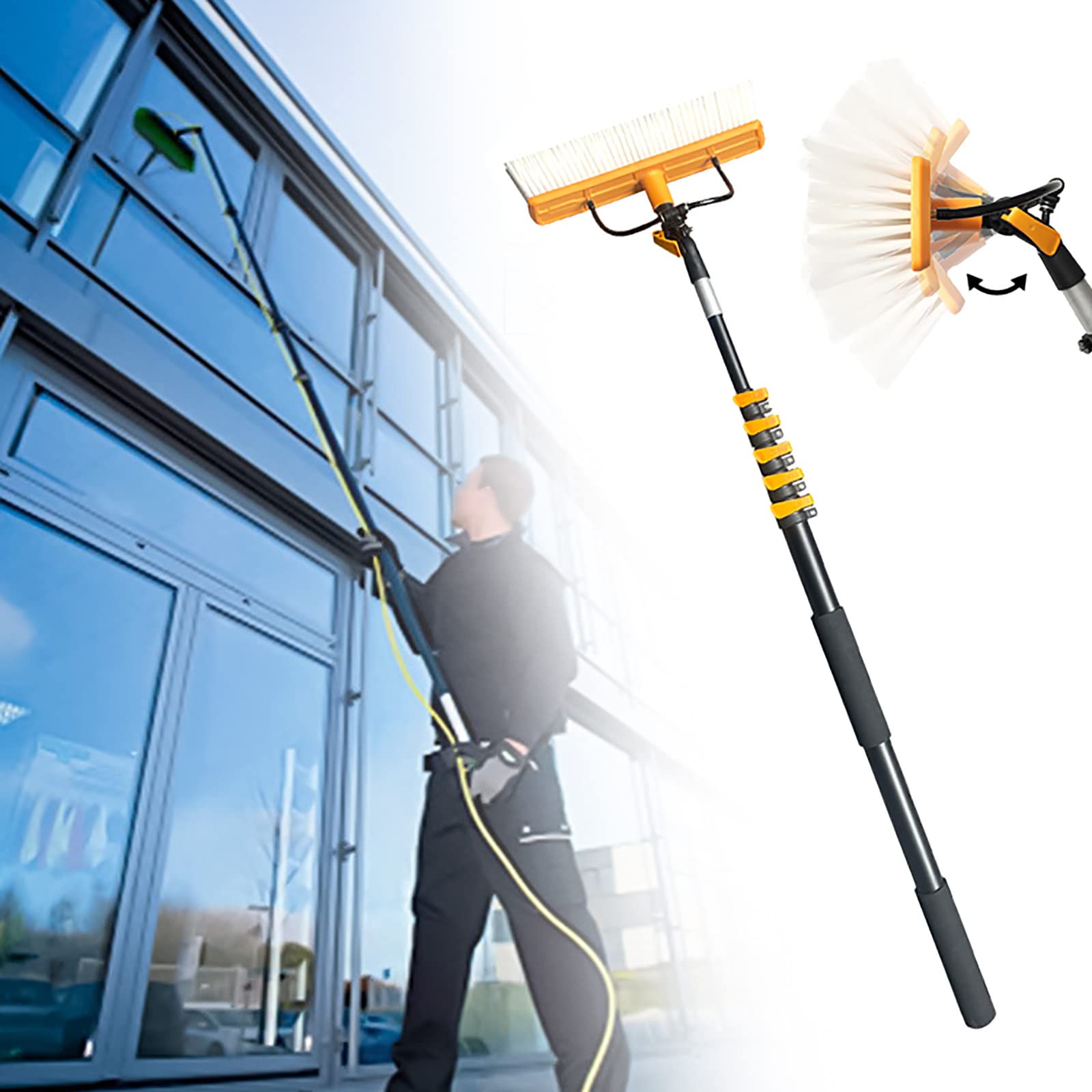 Aioneer Extendable Solar Photovoltaic Panel Cleaning Tool, 12Ft-39Ft Teleshandle Window Cleaner Kit Water Fed Cleaning Brush, For Window Solar Panel Cleaning/24Ft/7.5M