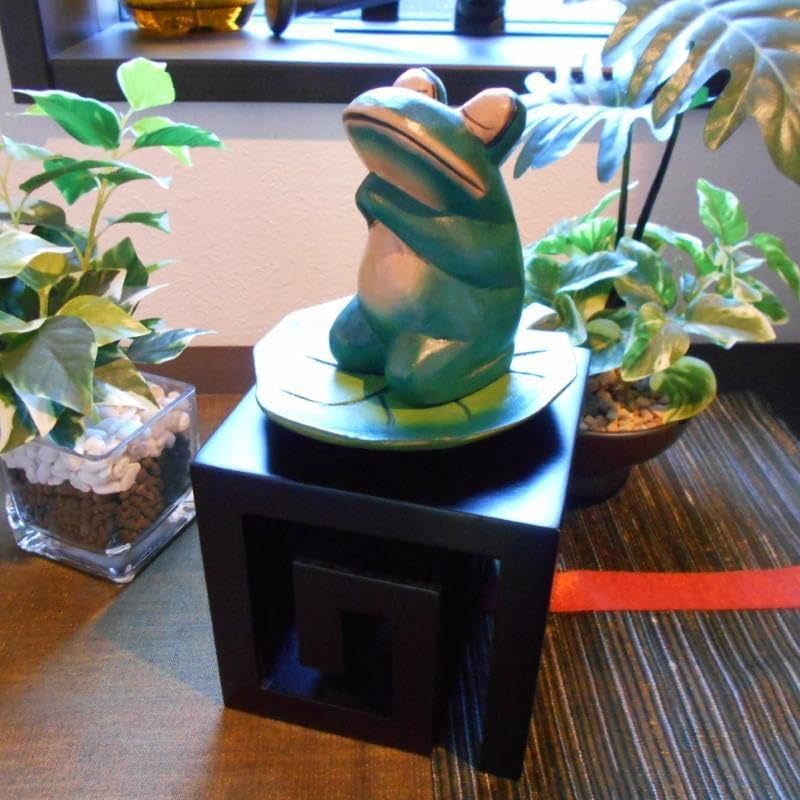 石像 お祈りかえる 渦巻き スクエア 飾り台 セット♪ スパ バリスパ