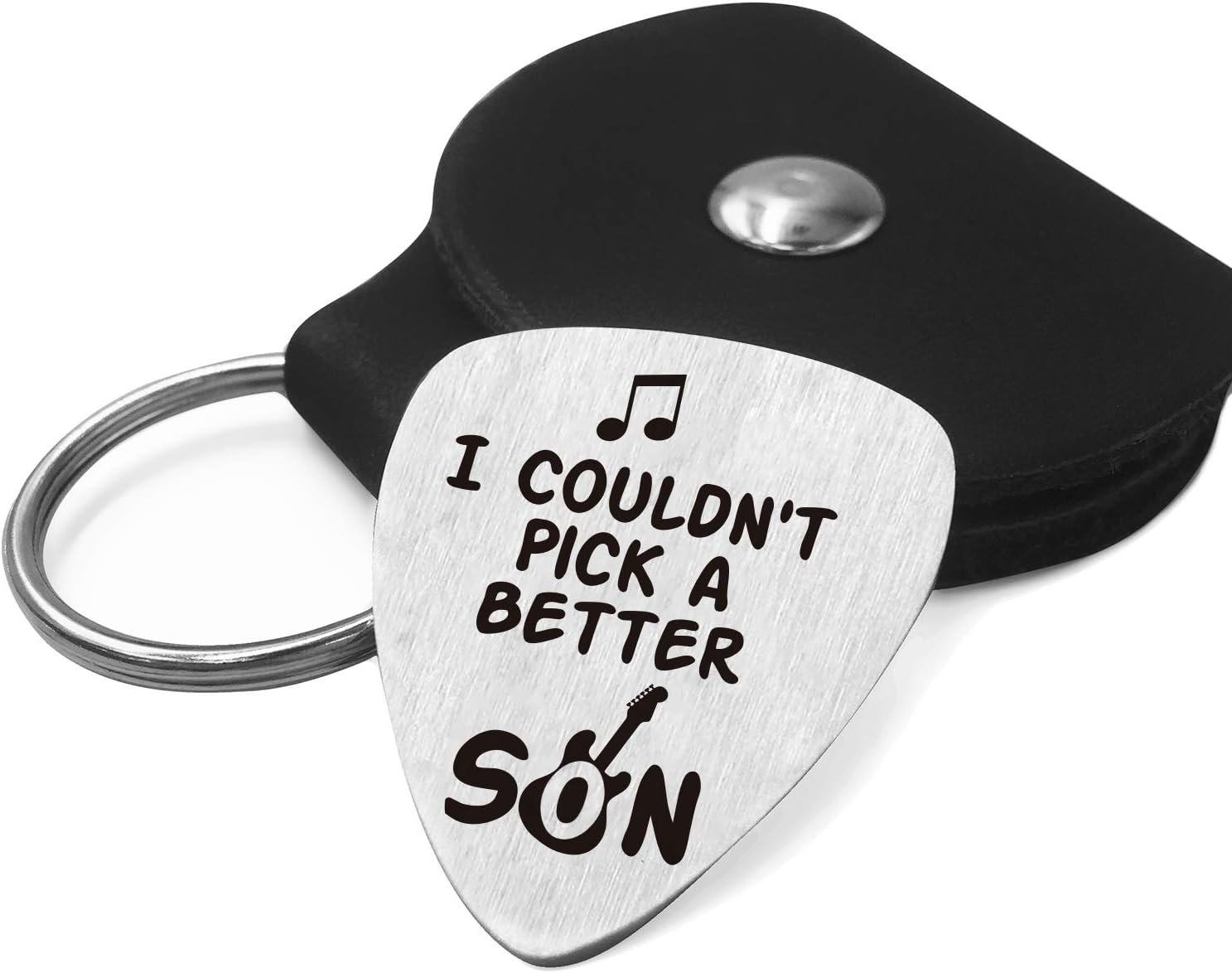 Son Love Quotes Guitar Pick Gifts for Him Men - Stainless Steel Guitar Pick with Guitar Pick Holder Case - Best Musician Gift Ideas for Son Graduation Birthday Valentines Christmas Gifts from Mom Dad
