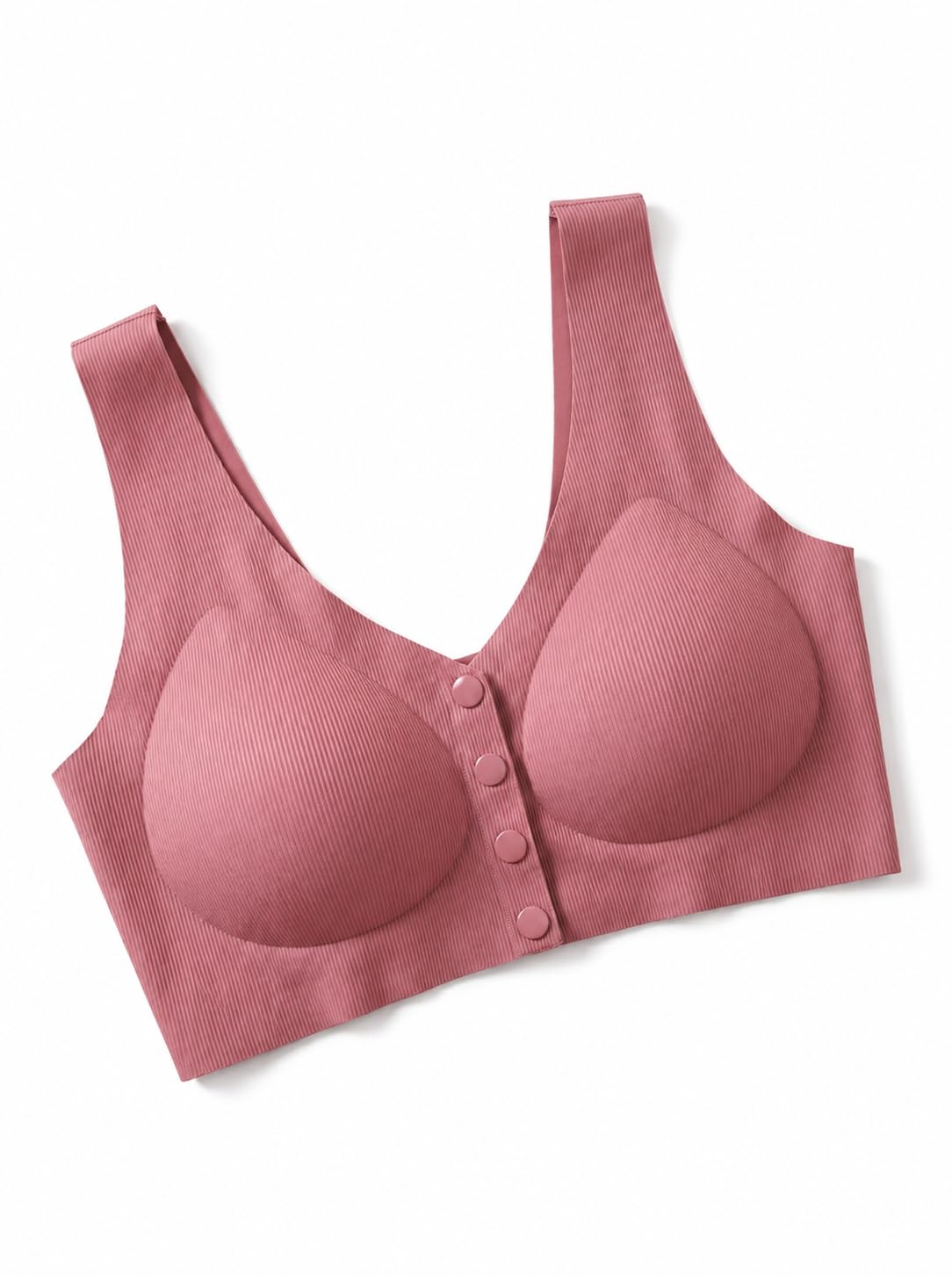Women's Maternity Nursing Bra | Front Open Button Closure | Wirefree Padded | Seamless Comfort | Feeding Bra for New Moms Blush Rose-image-36