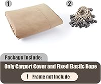 Vista 2 de Cubierta de toldo de repuesto para cochera de 10 x 20 pies para la parte superior de la tienda de campaña, cubierta de refugio de garaje con cuerdas