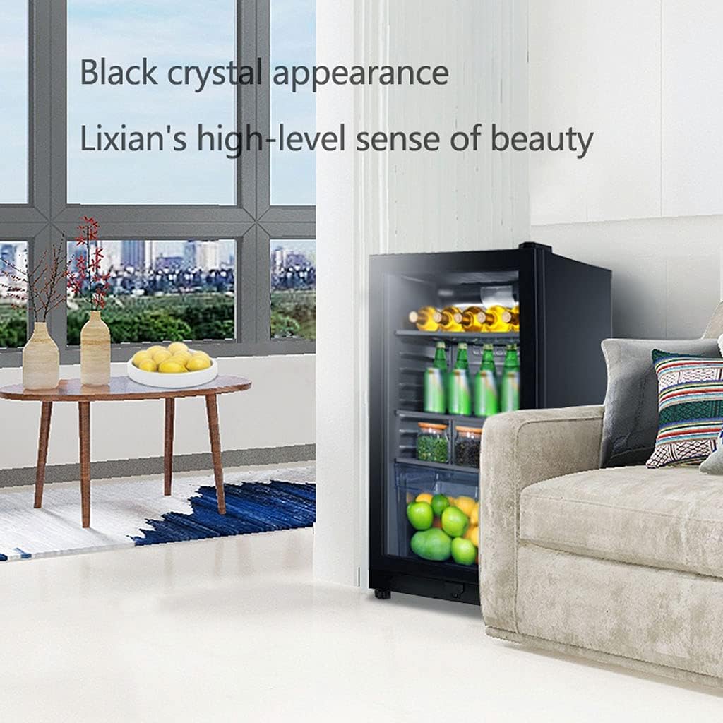 Freestanding Mechanically Controlled Ice Bar/Wine Cabinet,100L Dual Zone Wine Cooler, 0°C~15°C Seven-Level Temperature Adjustment Wine and Beverage Refrigerator,Black