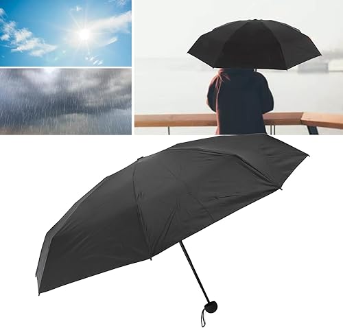 Miniatura 6 de plplaaoo Paraguas de viaje, ligero y compacto 5 paraguas plegable con protección UV con caja de almacenamiento, resistente al viento, mini paraguas