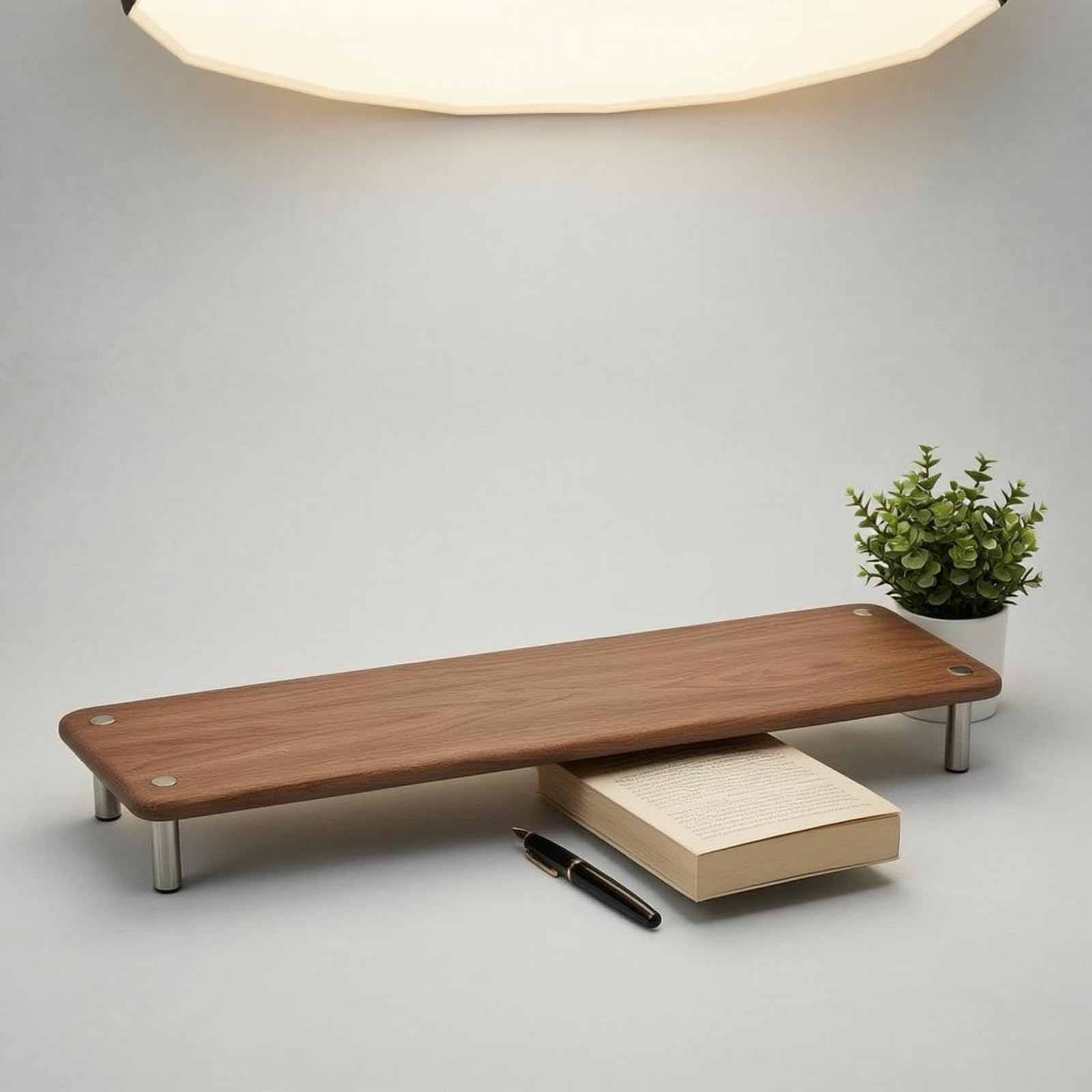 Riser Pantalla Madera Metal Resistente Al Óxido Soporte Elevador Pantalla Antideslizante Bandeja Elevadora Rectangular, Nogal, 70cm