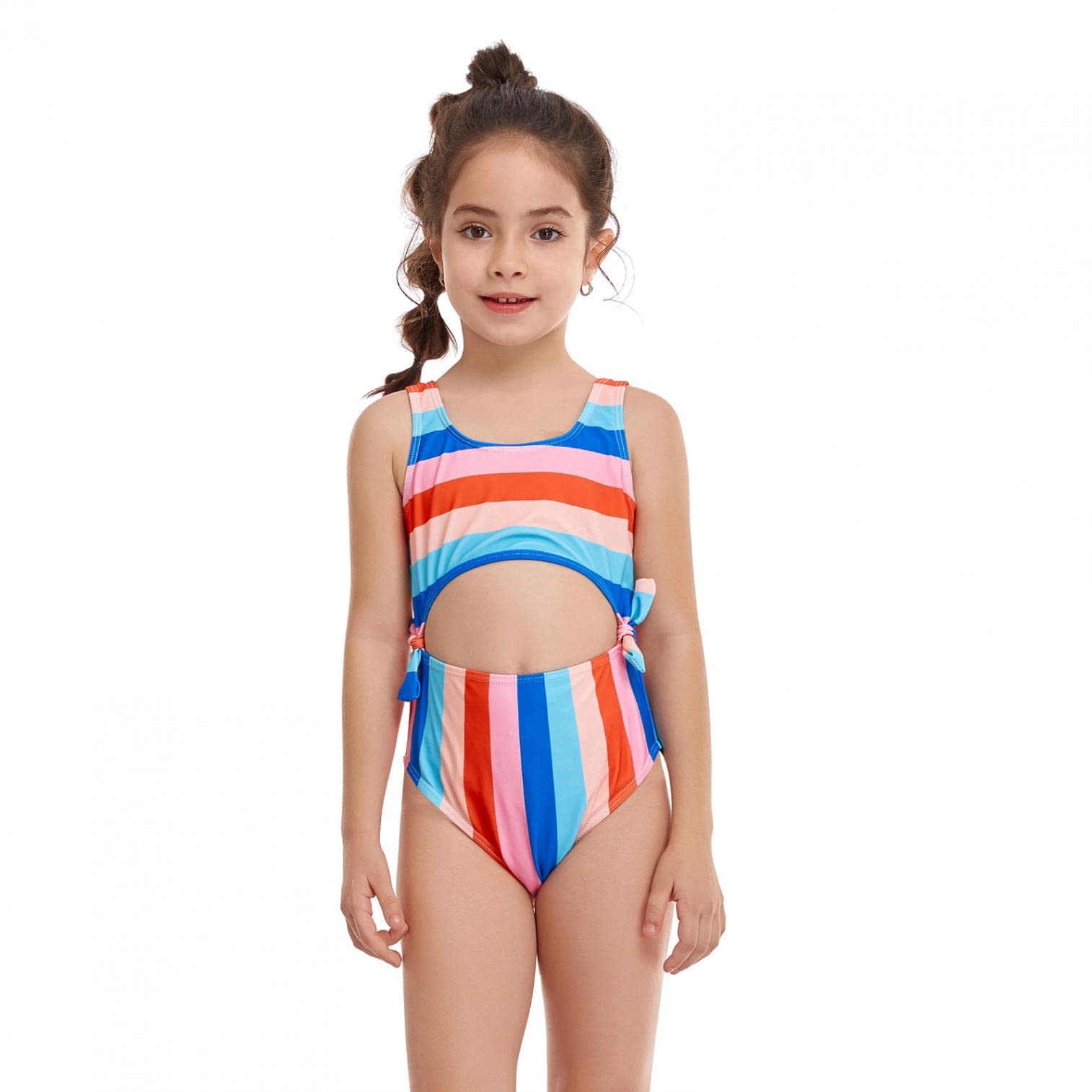 Soolike Kids Girls Summer Bikini Swimsuit Ruffles Sleeveless Tops Plaid Briefs Two-Piece Swimwear Toddler Baby Girls Summer Beach Bathing Suit Swim Set Bikinis Swimwear