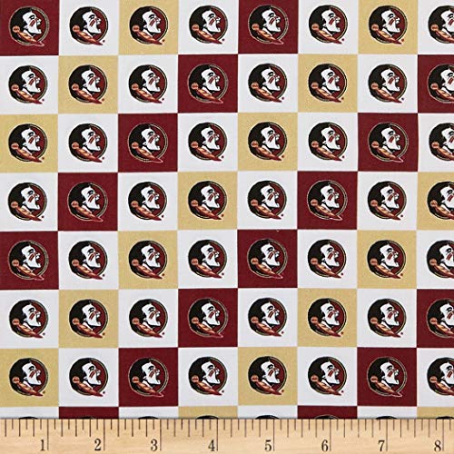 Sykel Enterprises NCAA Cotton Broadcloth Florida State Collegiate Check Quilt Fabric, Team Color, Quilt Fabric By The Yard