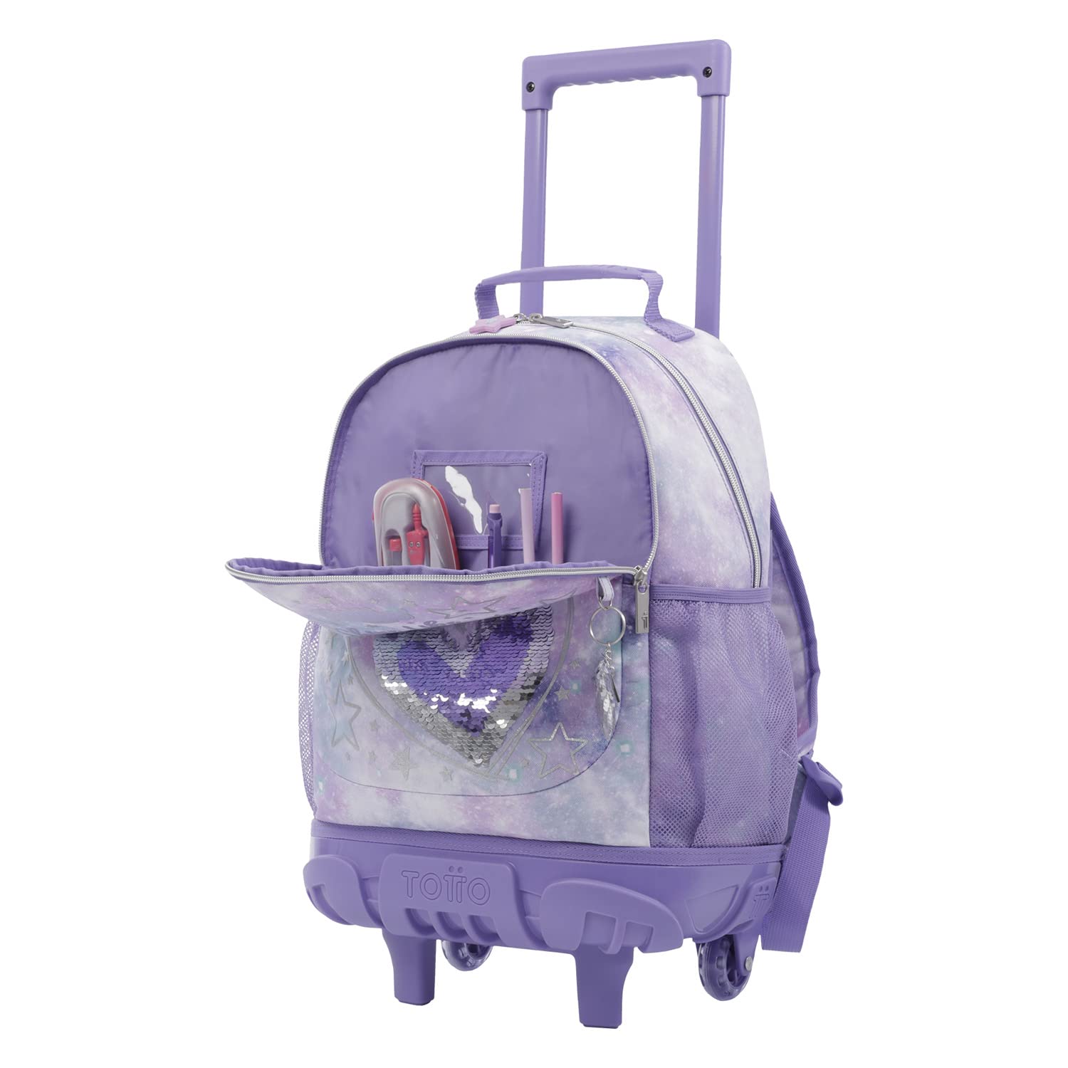 TOTTO Mochila escolar con ruedas mediana - Shiny Heart TAMAÑO PEQUEÑO
