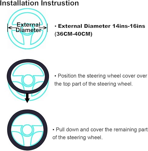 Miniatura 39 de OGLAND - Funda de volante de piel de oveja de felpa suave y esponjosa, para vehículo universal, mujeres y hombres, 14,5-15,5 pulgadas, accesorios