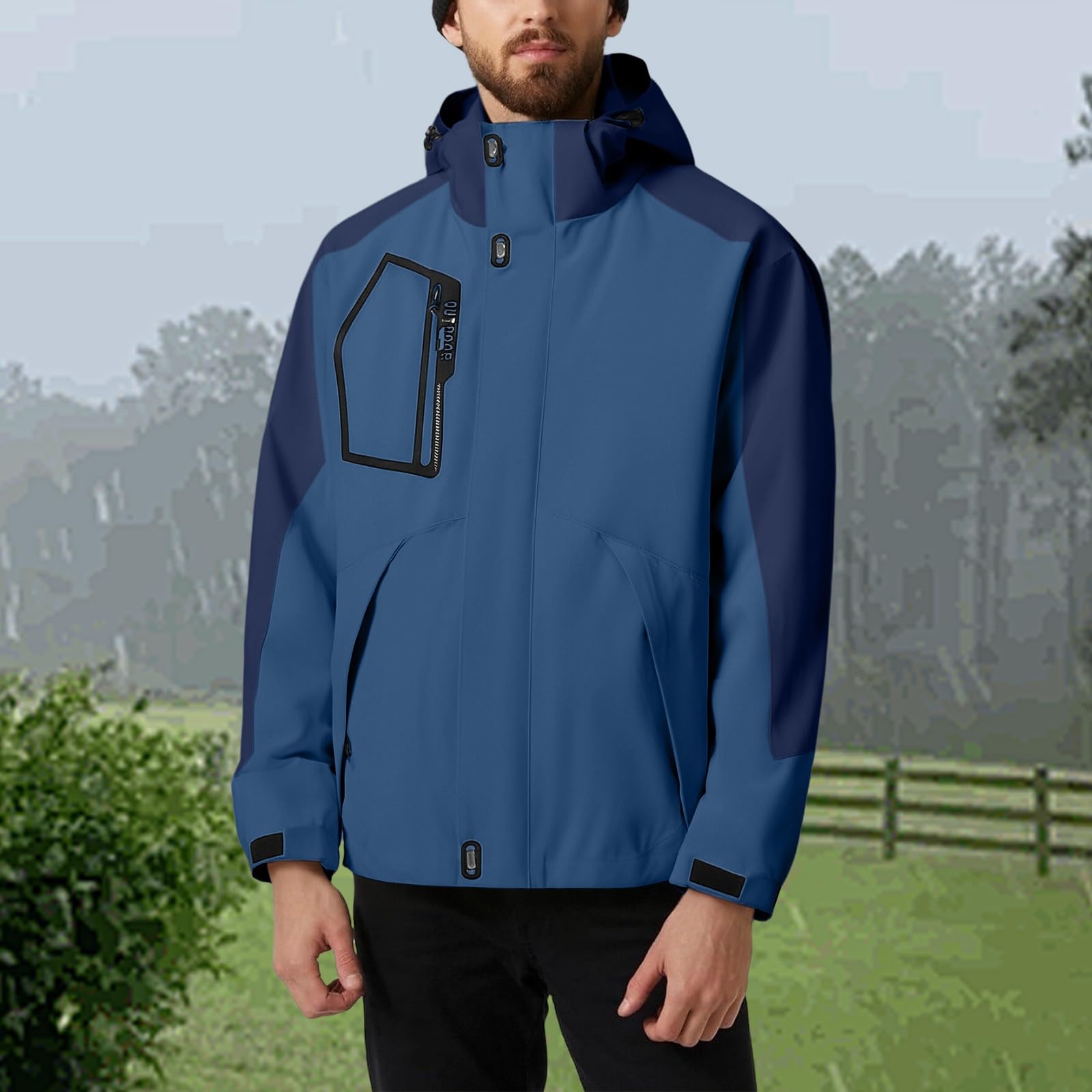 Giacca a vento da uomo in softshell impermeabile con cerniera
