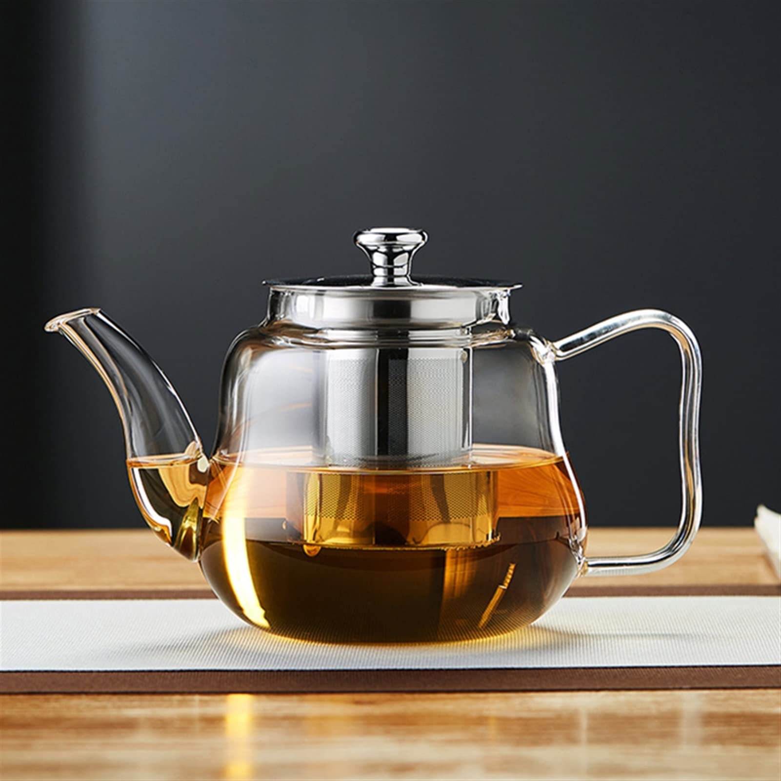 Teekannen 95 0ml Wärme-resistente Glas-Teekanne mit großer Kapazität mit Kaffee geeigneter Edelstahlfilter, schwarzer Tee geeignet, schwarzer Tee Kaffeekanne