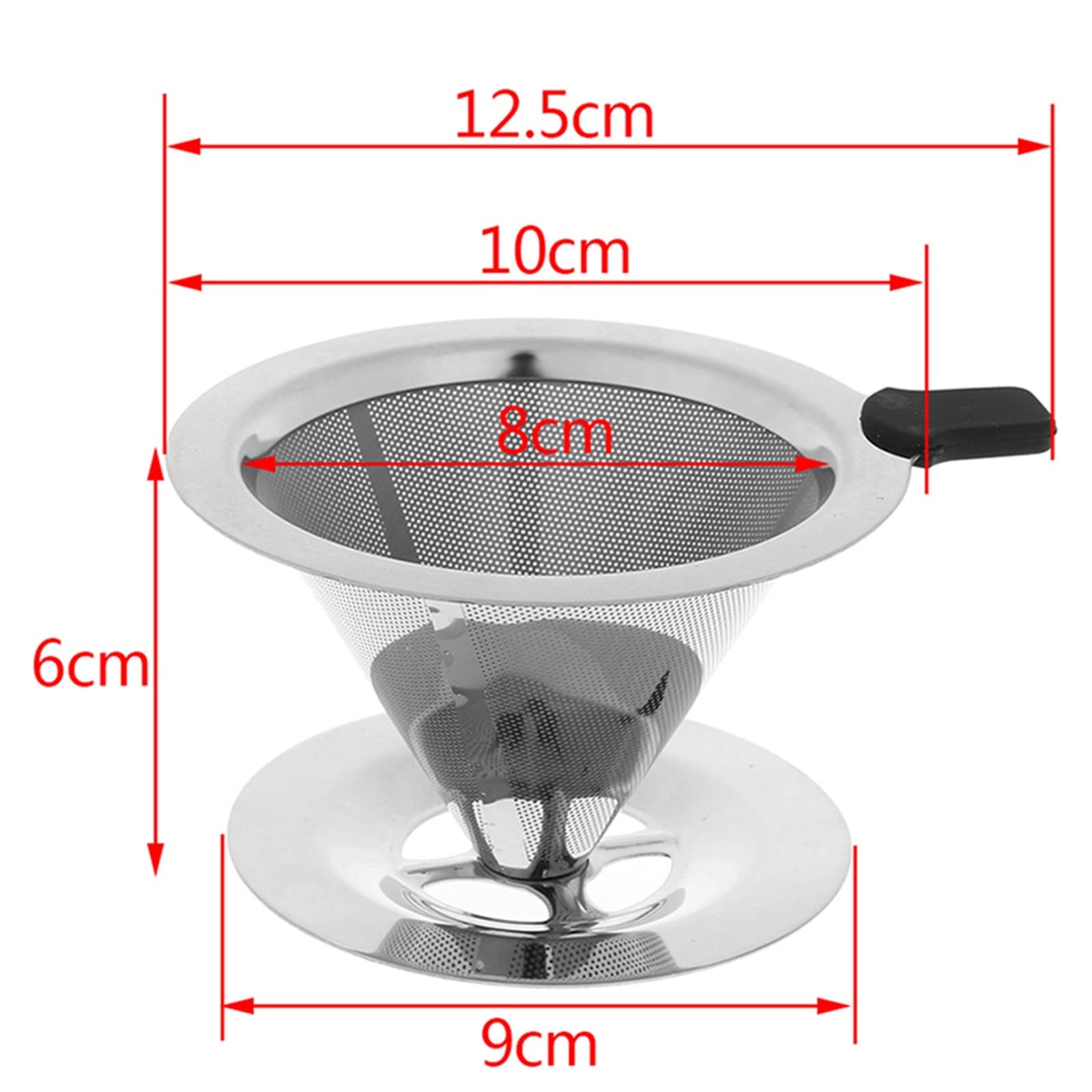 JINGYAN Filtres à café Filtre à café réutilisable passoire thé cône en acier inoxydable paniers de filtre maille goutteur avec support