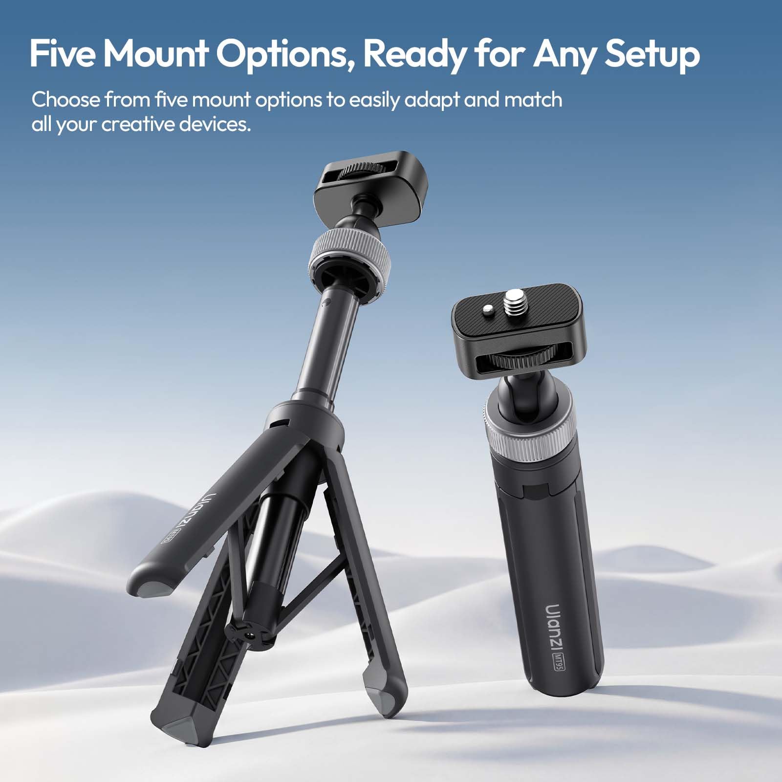 ULANZI MT95 Mini Stativ für DJI Osmo Pocket 3 4 and Other 1/4" Schraube Cameras | 3-in-1 Selfie-Stick, Stativ, ausziehbarer Verlängerungspol, leichtes Taschengrip für Action-Cams