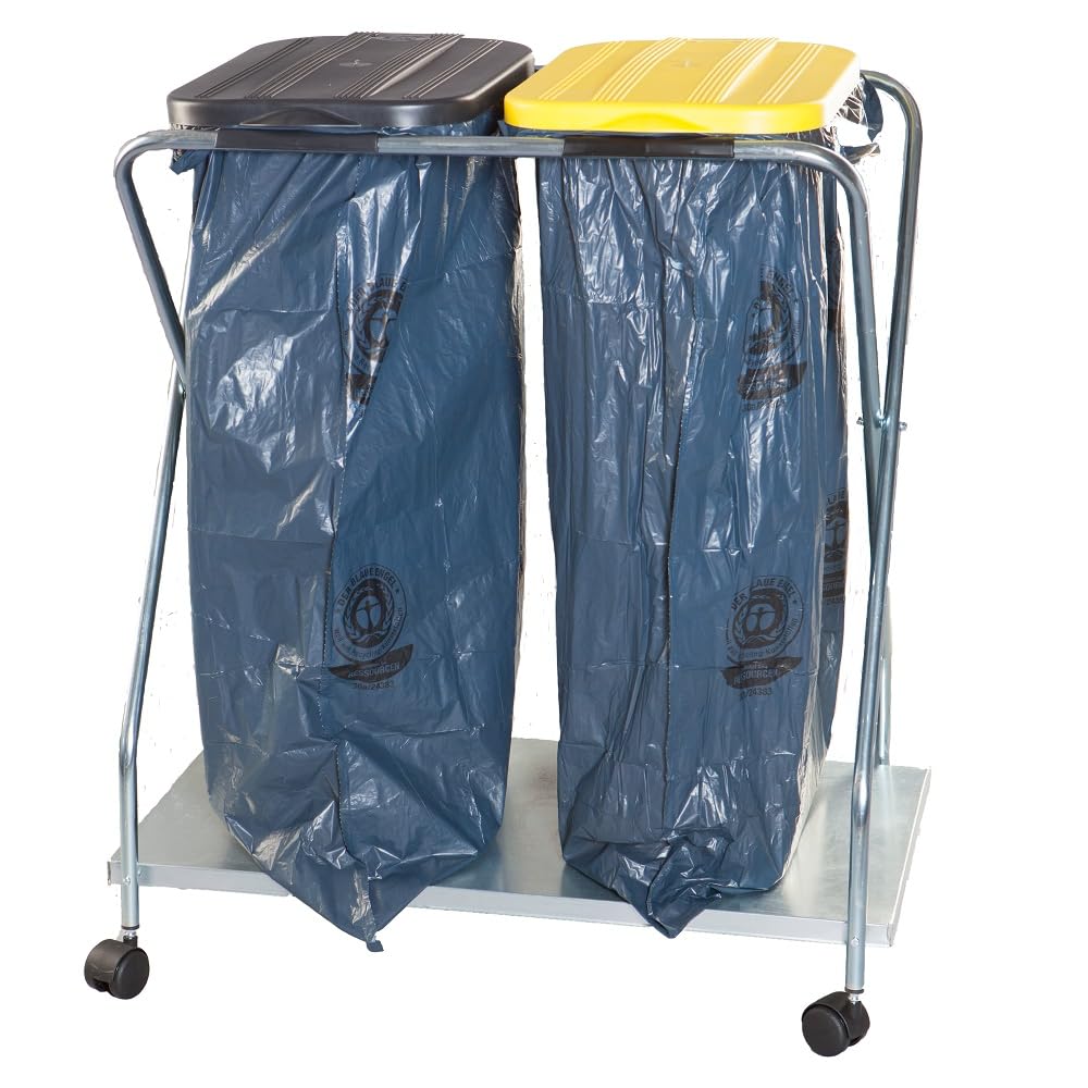 BRB Müllsackständer mit Rollen, für 70-120L Säcke (schwarz/gelb, doppelt)