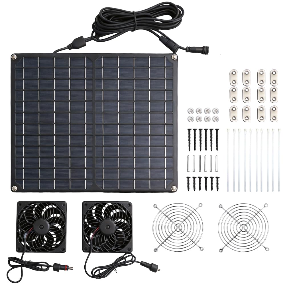 Ventilateur solaire 15W 12V double échappement résistant aux intempéries pour extérieur