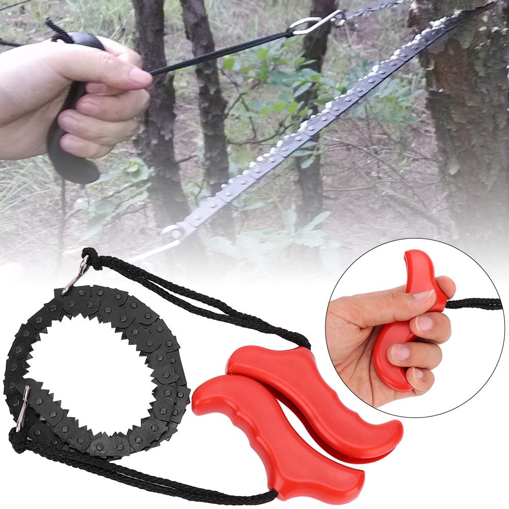 Pocket Chainsaw with Ergonomic Handle 48cm/18.9in Long Chain Hand Saw Emergency Outdoor Survival Gear for Camping, Hunting