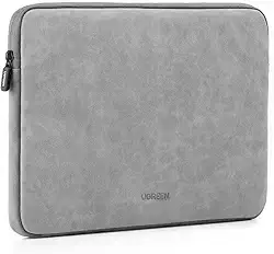 UGREEN Capa para laptop de 13,3 polegadas, couro de camurça PU, macia, acolchoada com zíper, capa compatível com MacBook Air Pro 2021, 2020 e 2019, resistente à água, pasta protetora, cinza
