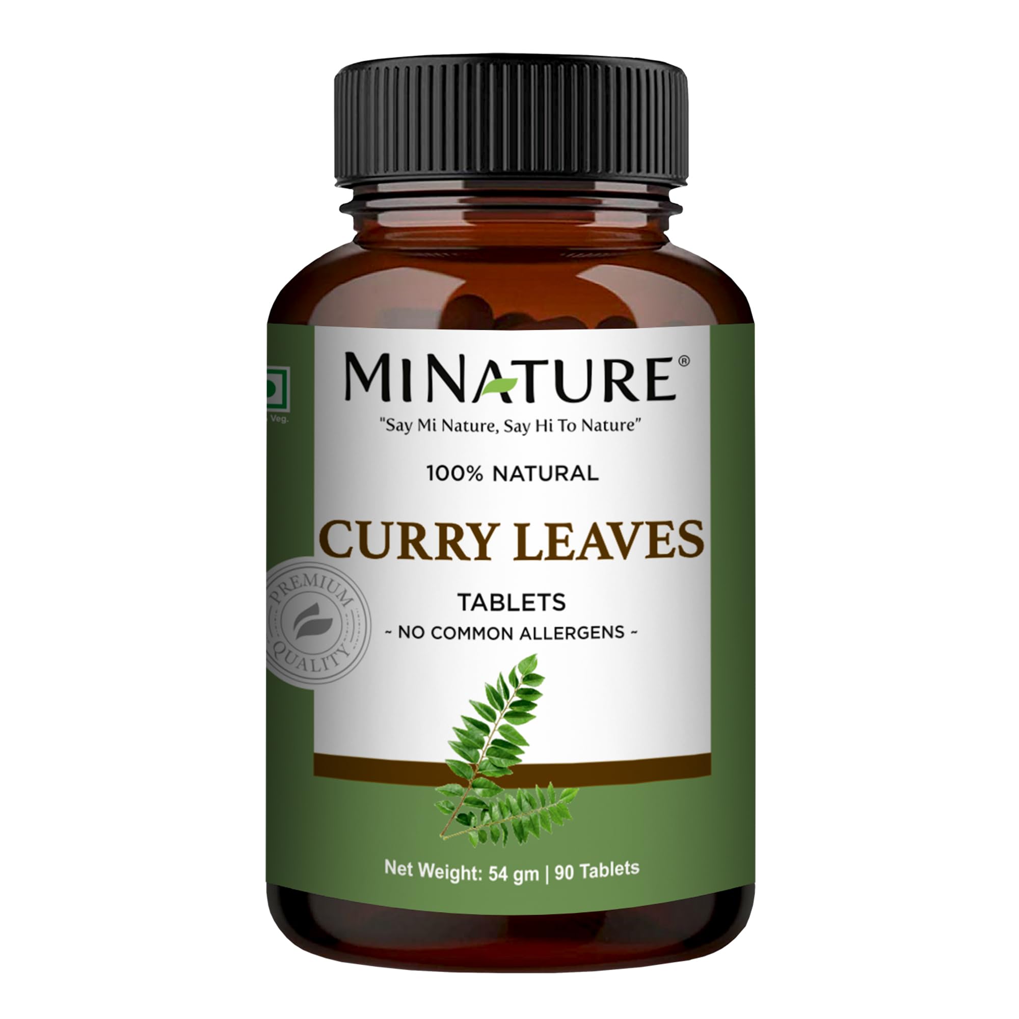 mi nature Curry Leaves Tablet (Murraya koenigii) | Pure & Natural | Free from chemical & Preservative| Plant Based Gluten Free |90 Tablet, 45 Days Supply 1000mg