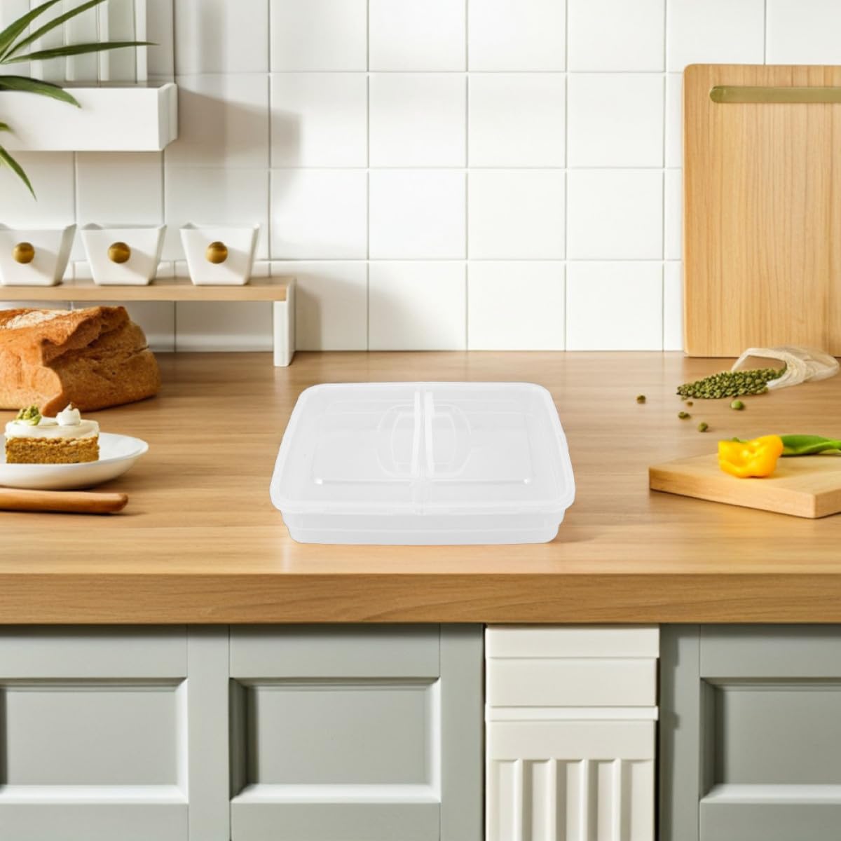 BESPORTBLE Contenitore per Pizza Lievitazione 2 Pezzi in Plastico con Coperchio e Manico Design Impilabile Salvaspazio per Fermentazione e Conservazione Impasti