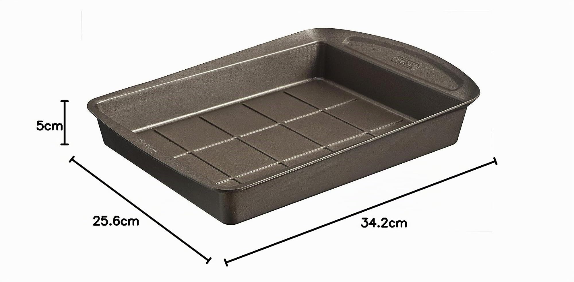 PYREX Bandeja 28X22Cm Forma Brownies Asimetria, Acero, Negro, 1.56 cm