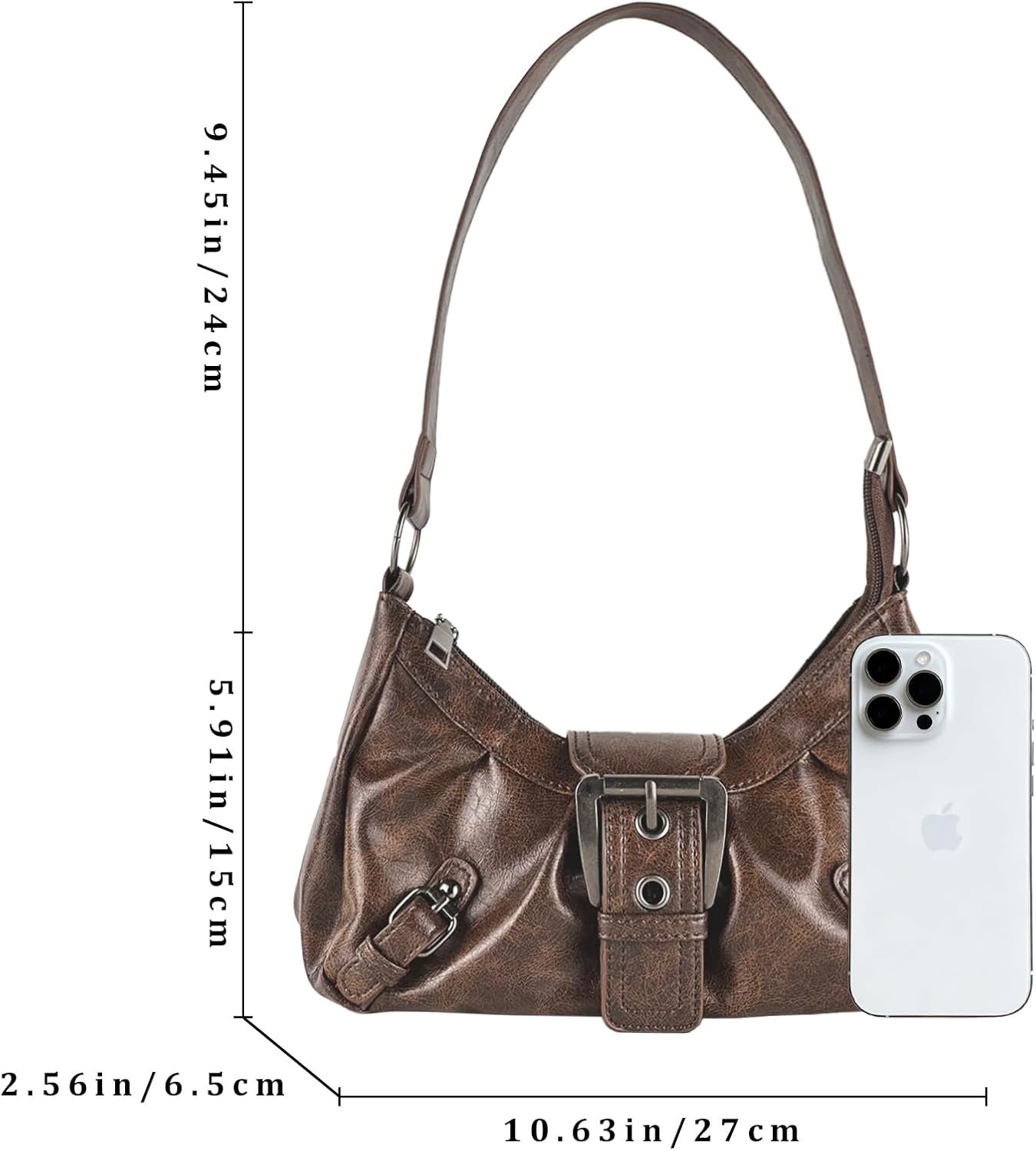 Women's Y2k Purse Hobo Shoulder Bag Goth Tote Handbag Buckle Punk Cute Leather Purses Gift 2000s - Image 4