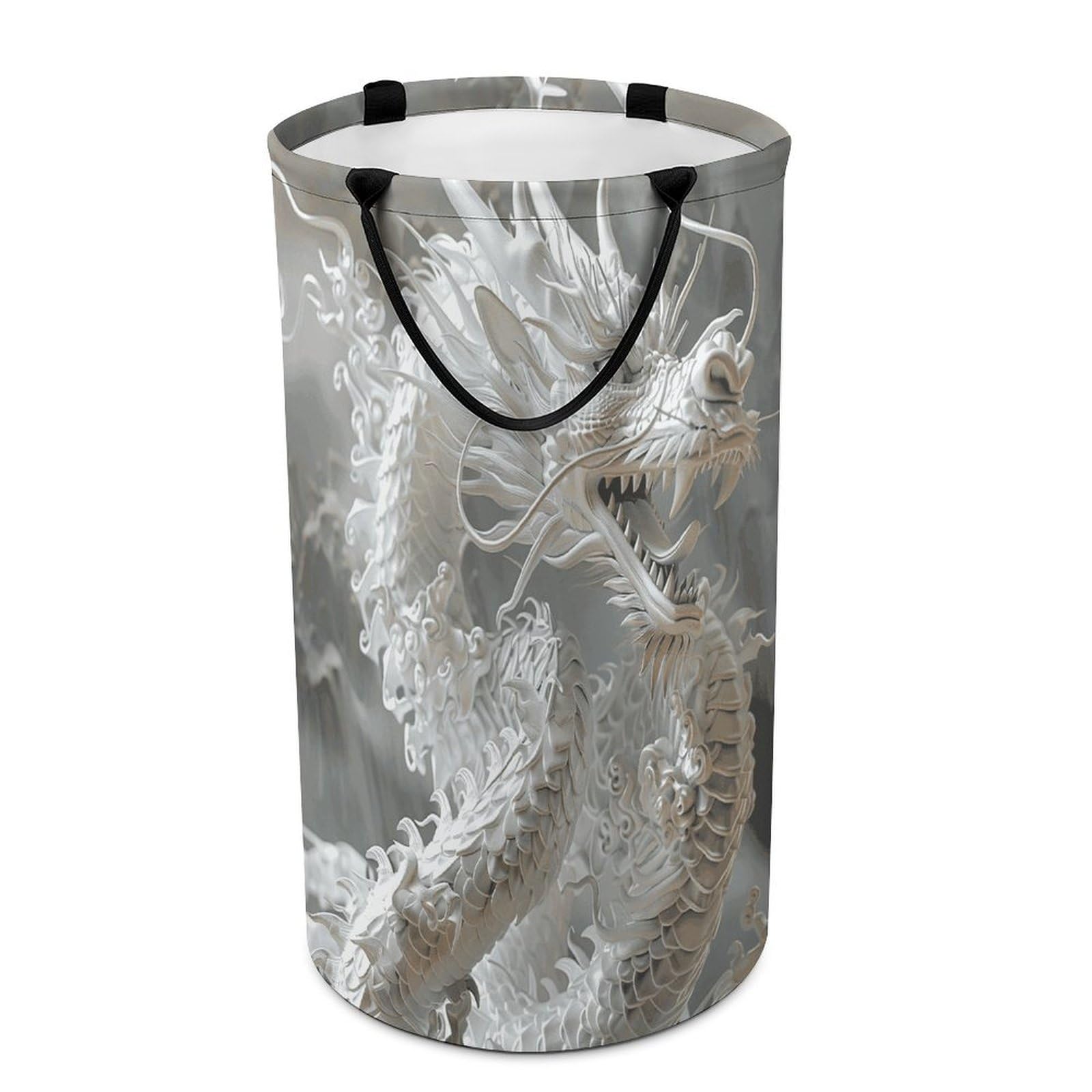 White Dragon Style Dirty Clothes Basket Large Capacity Laundry Basket Freestanding Laundrys Hampers Tall Collapsible Clothes Hamper for Blankets Toys