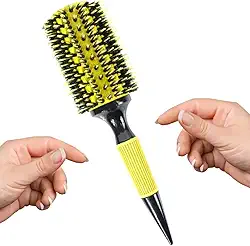 Escova Madeira Premium Pente Profissional Antiestático e Resistente ao Calor para Cabelos Cacheados (Amarelo)