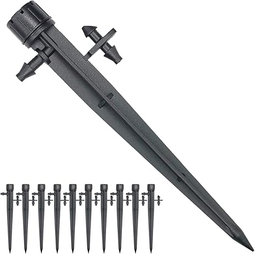 25 emisores de riego por goteo, goteros de riego de flujo ajustable de 0 a 18 GPH con estaca, cabezal de rociador de flujo de 360 grados, micro