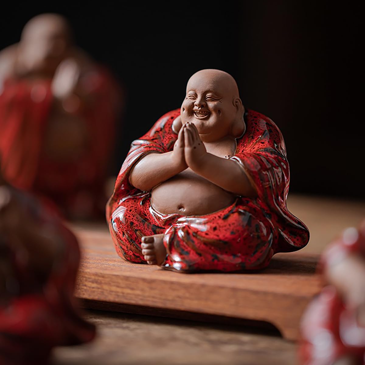 Amazon.co.jp: 七福神 置物 布袋 陶器製 布袋様 風水 仏像  