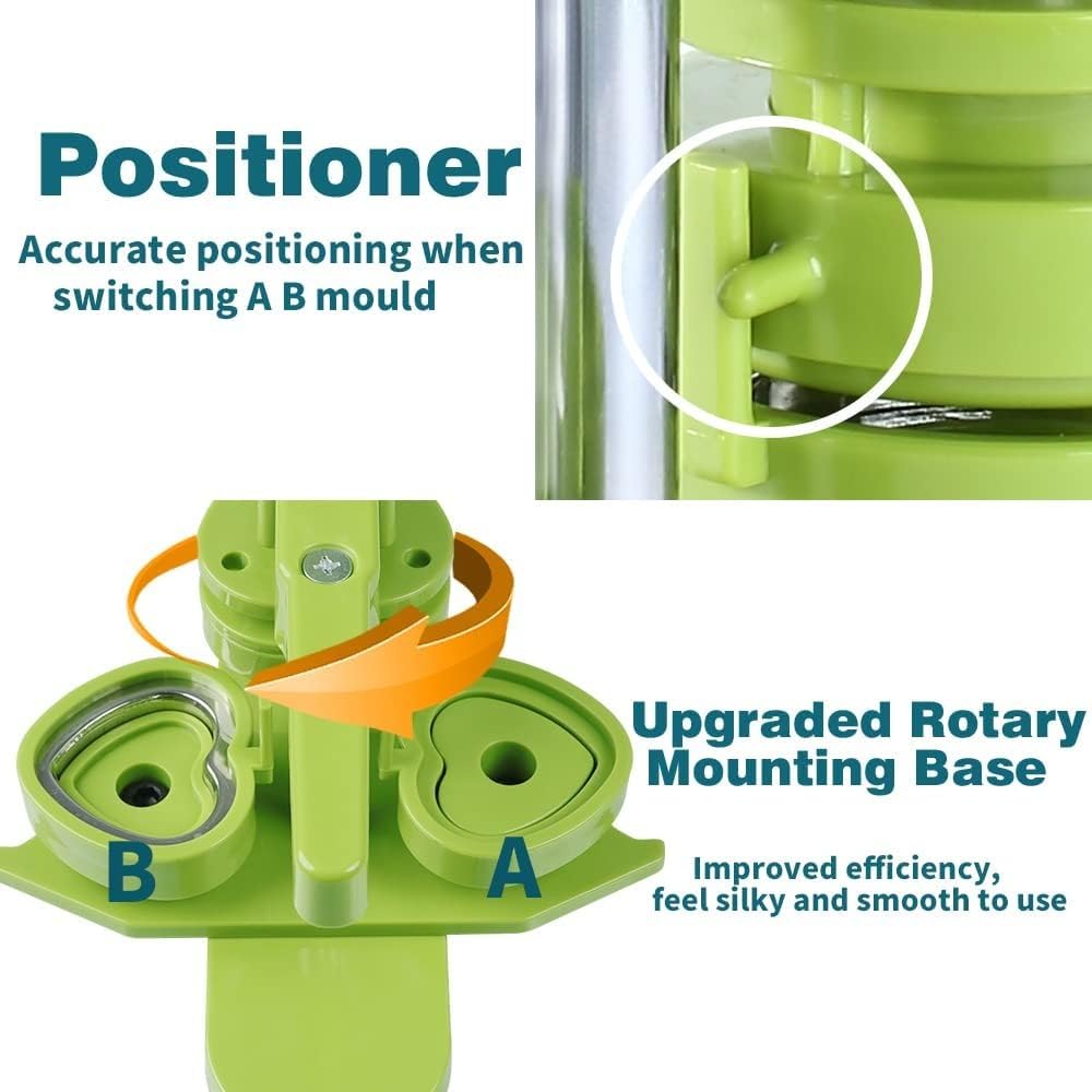 Máquina for Hacer Botones, Kit de Pines DIY sin instalación en Forma de corazón, máquina Perforadora de Insignias con Molde(Green Set)
