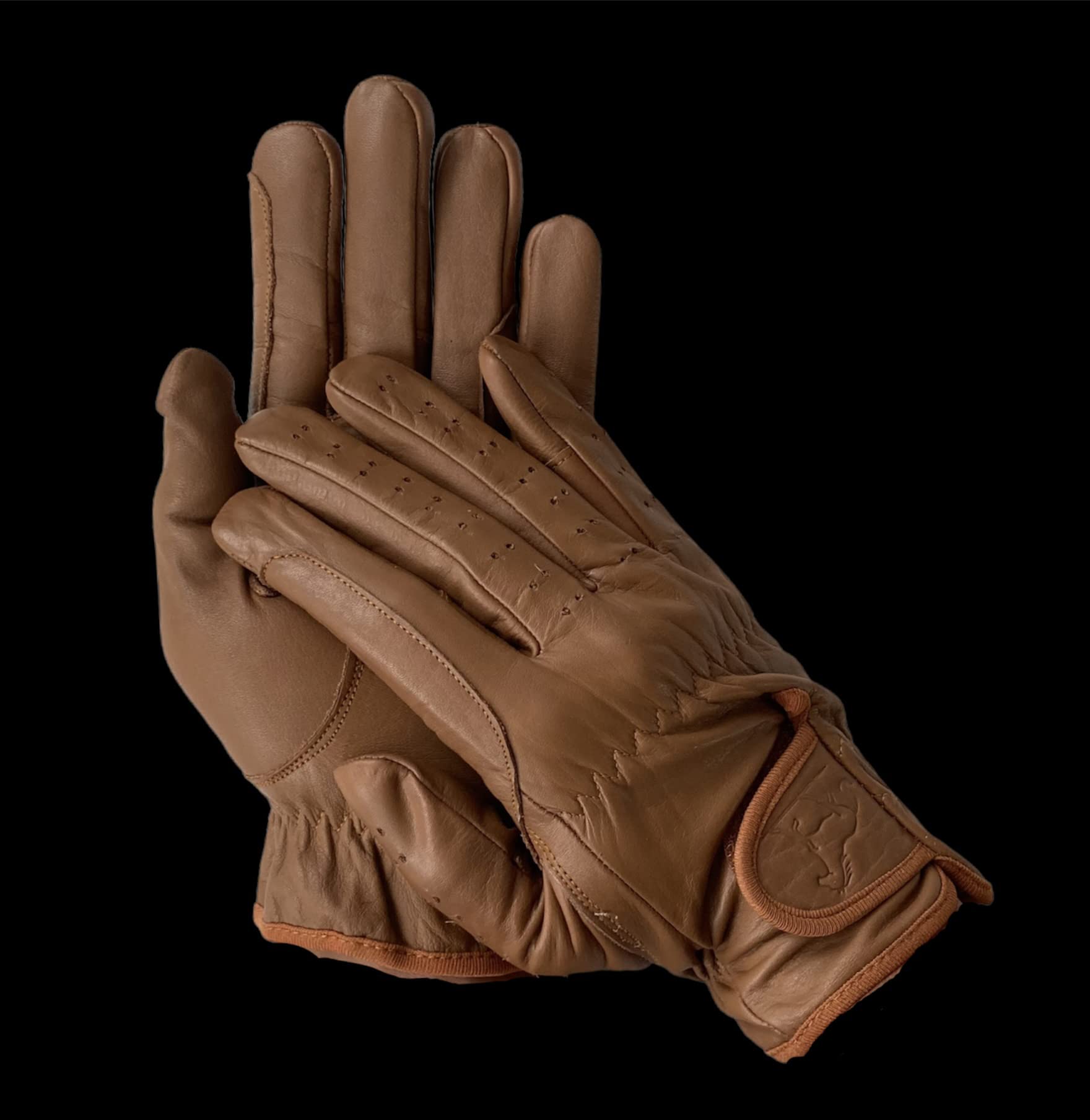 Horse Riding MEN'S Gloves All Leather 100% Real Leather TAN & BLACK Premium Quality Gents equestrian gloves (Tan, XL)