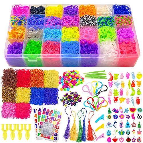 Scientoy Loom kit, 19700+ Rainbow Rubber Bands Refill Kits, Bracelet Making Kit Include:18700+ Bands in 38 Colors, 280+ PVC& ABC Beads,30 Charms 30 Transparent Charm,1000+ Accessories for Girls&Boys