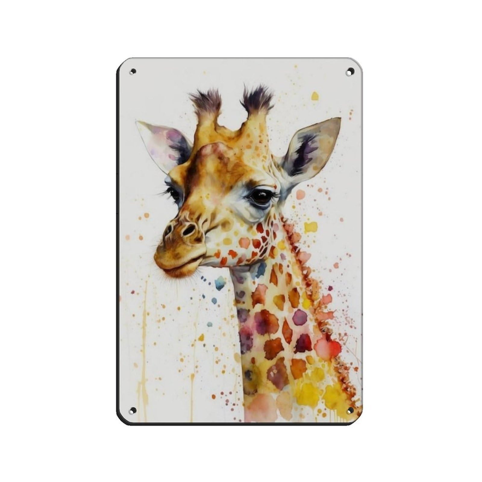 Lxwnze 20L X 30W Cm Watercolor Giraffe, Art Poster Retro Poster Metal Tin Sign Chic Art Retro Iron Painting Bar People Cave Cafe Family Garage Poster Wall Decoration 8X12inch(20X30cm)