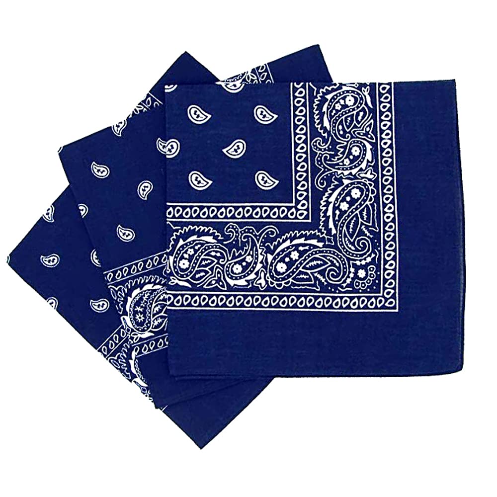 KAV 55x55cm Set of 3 Bandanas face mask Assorted Cowboy Multifunctional Paisley Bandana - Unisex Novelty Print Head Wrap Scarf Wristband for Outdoor Sports, Hiking, Cycling