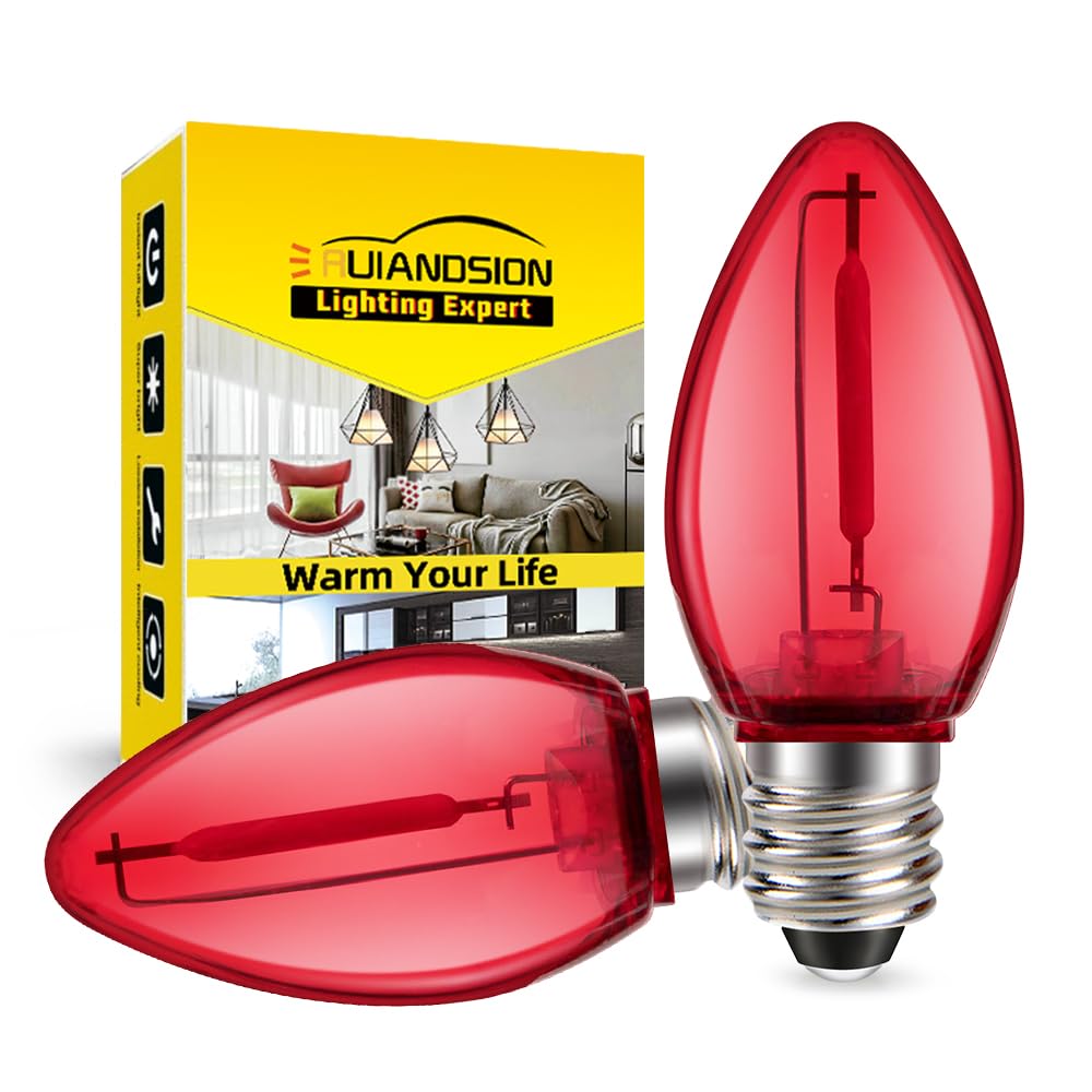Ruiandsion E12 LED Bulb 220V Red 1W Screw Base LED Bulb Replacement for Christmas Tree Fireplace Decorations Reindeer Lights Jack-o'-Lanterns Pack of 2 — image 1