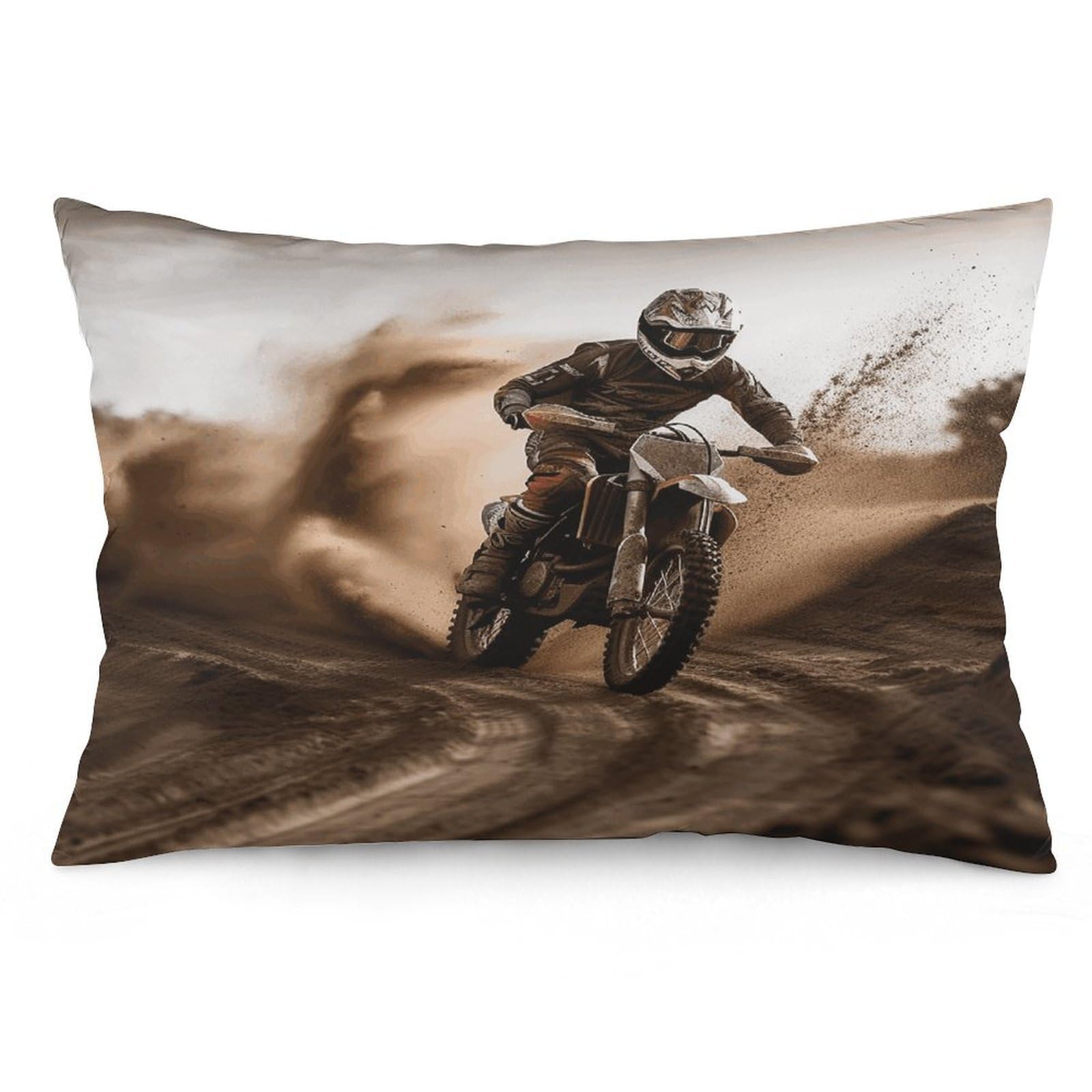 Motocross Throw Pillow Cover Soft Lumbar Pillow Covers with Zipper Breathable Rectangular Cushion Case Polyester Pillow Case Decorative Body Pillow Cover for Couch Bed