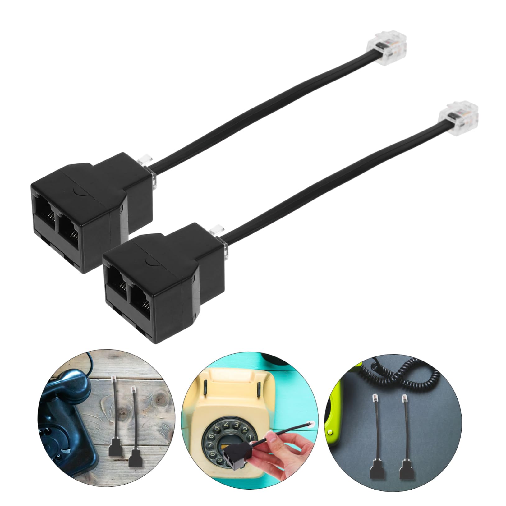 HOMSFOU 2pcs Telephone Splitter Adapter Detachable Adapter for Telephones Fax Machines Versatile Converter for Device Connections