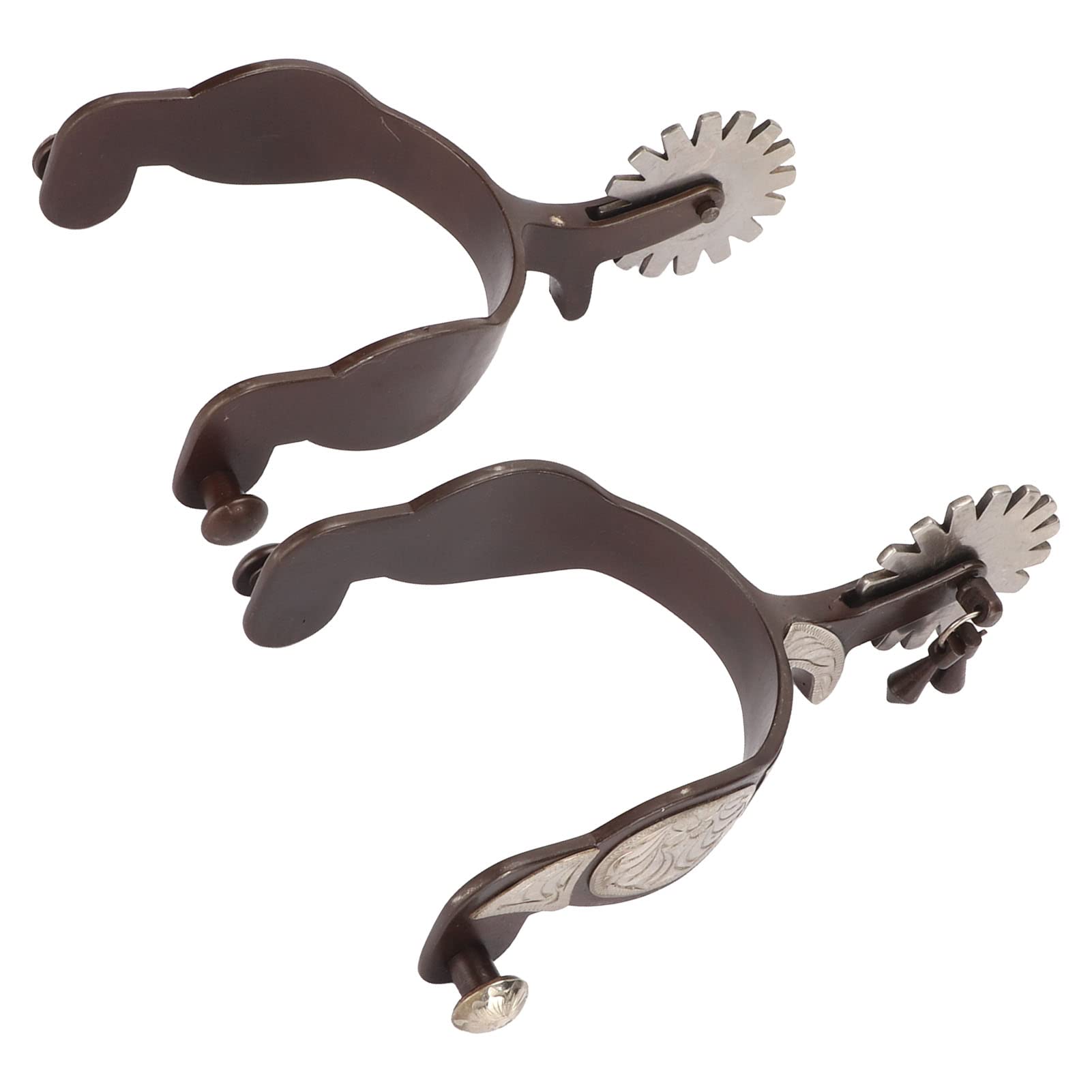 Espuelas de Vaquero Occidental, espuelas de Caballo de Acero al Carbono con Tallado Floral Retro, Engranajes giratorios para Botas de equitación, espuelas de Metal de Estilo