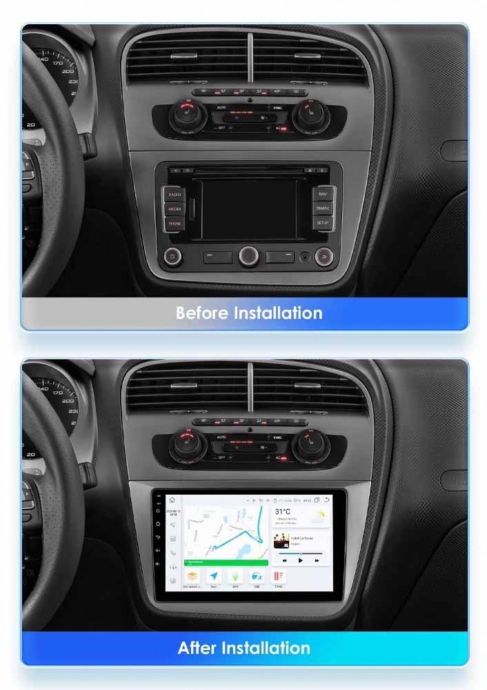 Radio Coche 2 DIN con Carplay Inalámbrico para Toledo 2004-2009 Cámara Trasera - HD Pantalla Carplay Mirror Link - Portátil Radio Coche, 4 Nuclear 4G+64G