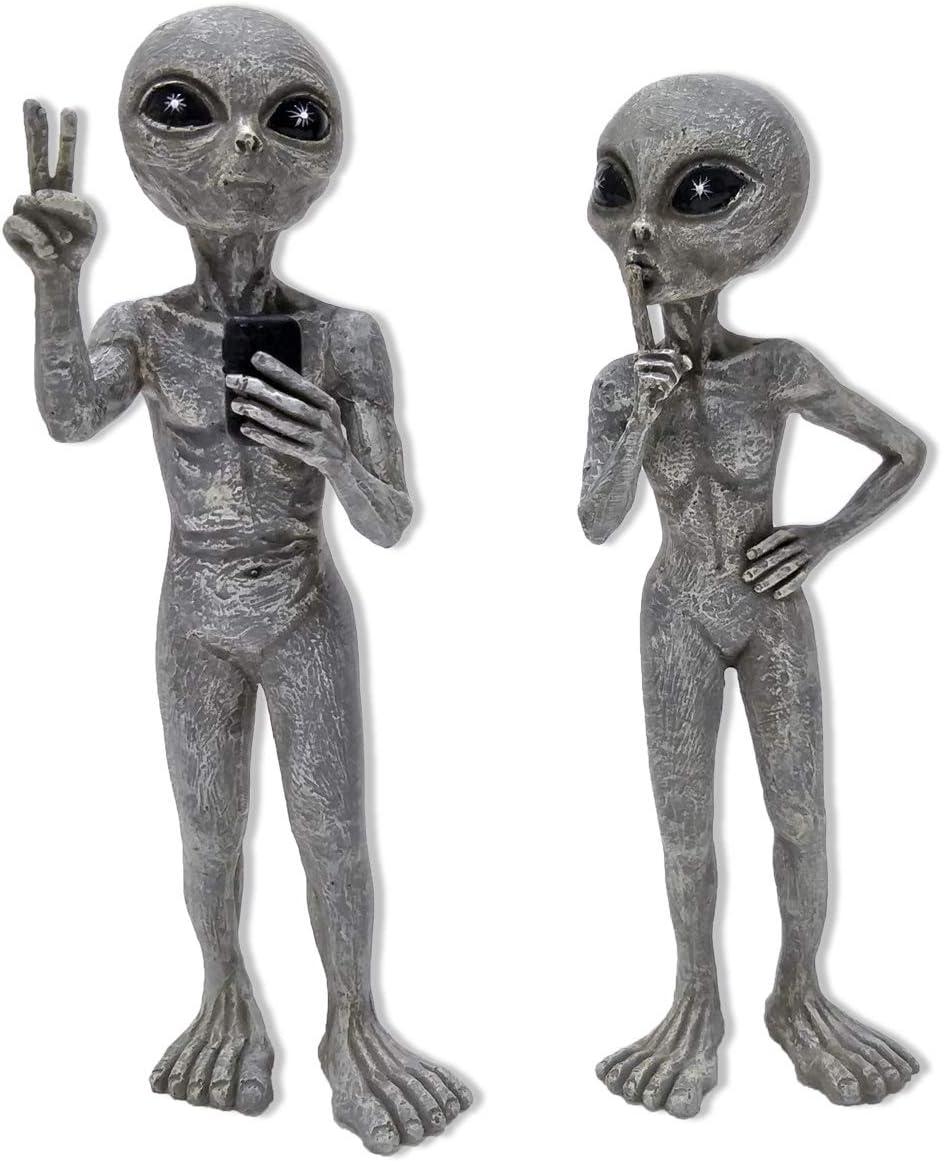 John Bernard & Company Alien Invasion Standing Alien Statues Peace