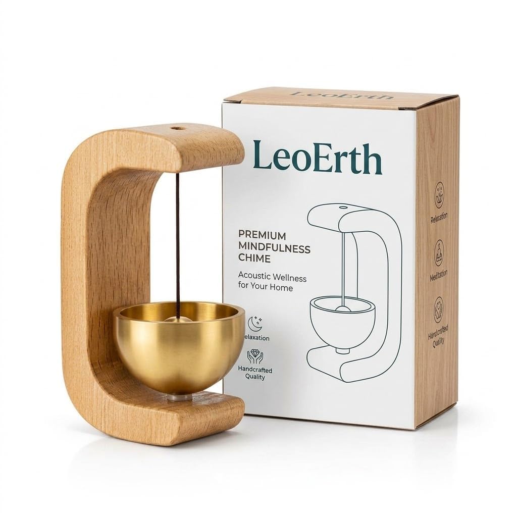 LeoErth Mindfulness Chime Solid Wood & Brass Bell Japanese Style