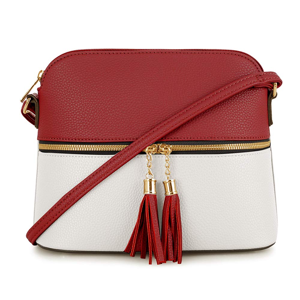SG SUGU Lunar Lightweight Medium Dome Crossbody Bag Shoulder Bag with Tassel | Zipper Pocket | Adjustable Strap