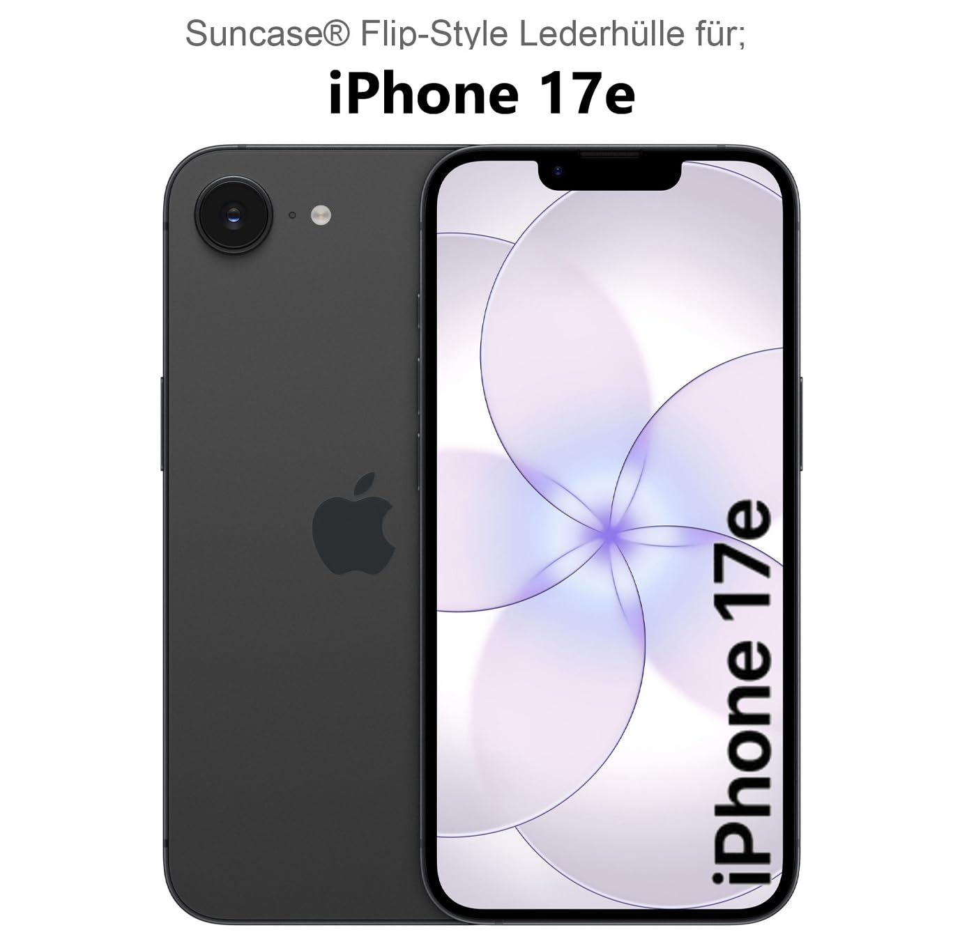 Suncase Étui de protection à rabat original en cuir véritable ultra fin compatible avec iPhone 17e Cognac brûlé