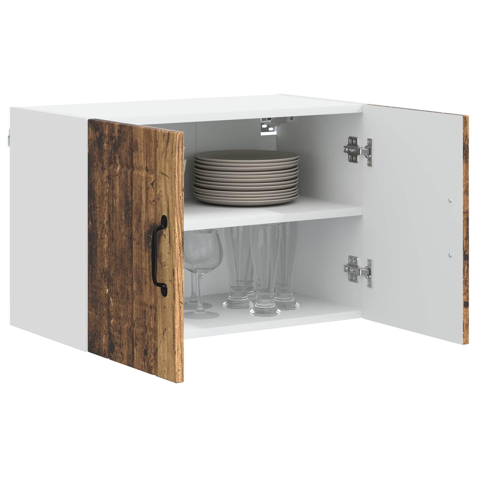 Wandschrank Lucca Küchenschrank in Altholz-Optik, Hängeschrank aus Holzwerkstoff mit 2 Türen und 2 Regalböden, Modernes Design für Küche und Wohnbereich, 60 x 31 x 40 cm