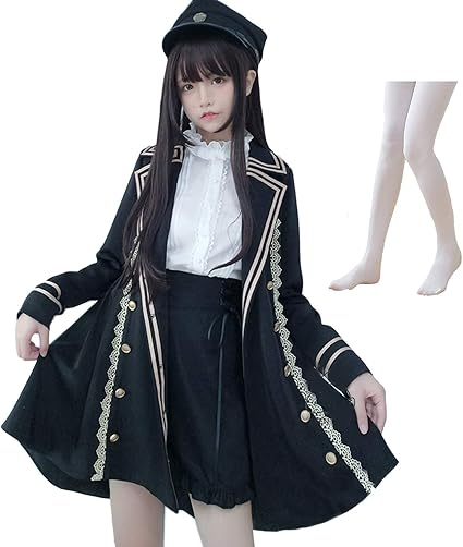 Amazon 小笨康 軍服 ハロウィン コスプレ アニメ Cosplay Lolita 森ガール ロリータ トレンチコート ショートパンツ ブラウス 燕尾服 女装 服 ゴシック ドレス 女装 服 学院風 復古 かわいい M 男 コスプレ 仮装 通販