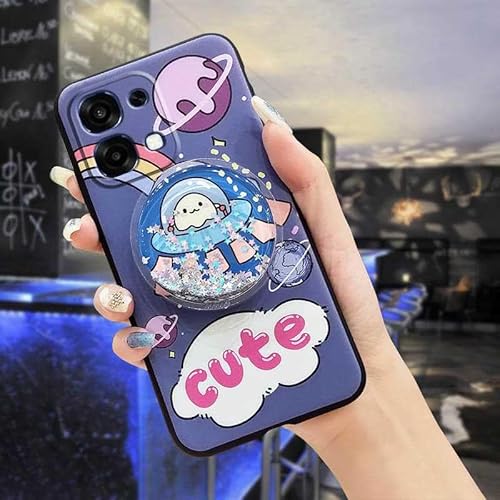 Phone Case Compatible with OPPO A6 Pro Global/4G/5G/F13 Pro, Quicksand Back Cover Kickstand Waterproof cute Simplicity Skin feel