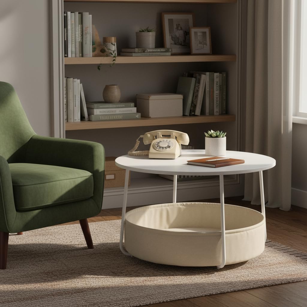 Support de téléphone blanc avec panier en tissu HOMYLIN