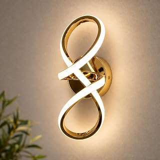 SWIATLO Modern LED Wall Light, Gold Infinity Loop Wall Lamp for Bedroom, Hallway & Living Spaces Led Wall Lights for Home Decoration Led Wall Scone for Restaurant/Cafe/Hotels