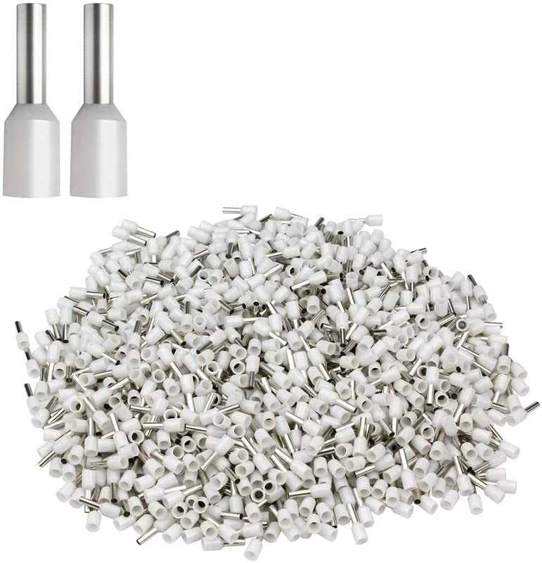 ESPtronics 1000 Pcs Ferrule Copper Crimp Connectors AWG22, 0.5mm� White Insulated Crimp Pin Terminals Nylon Copper Crimp Ferrules Wire Cord Pin End E10008 For Wire Connections-image-34